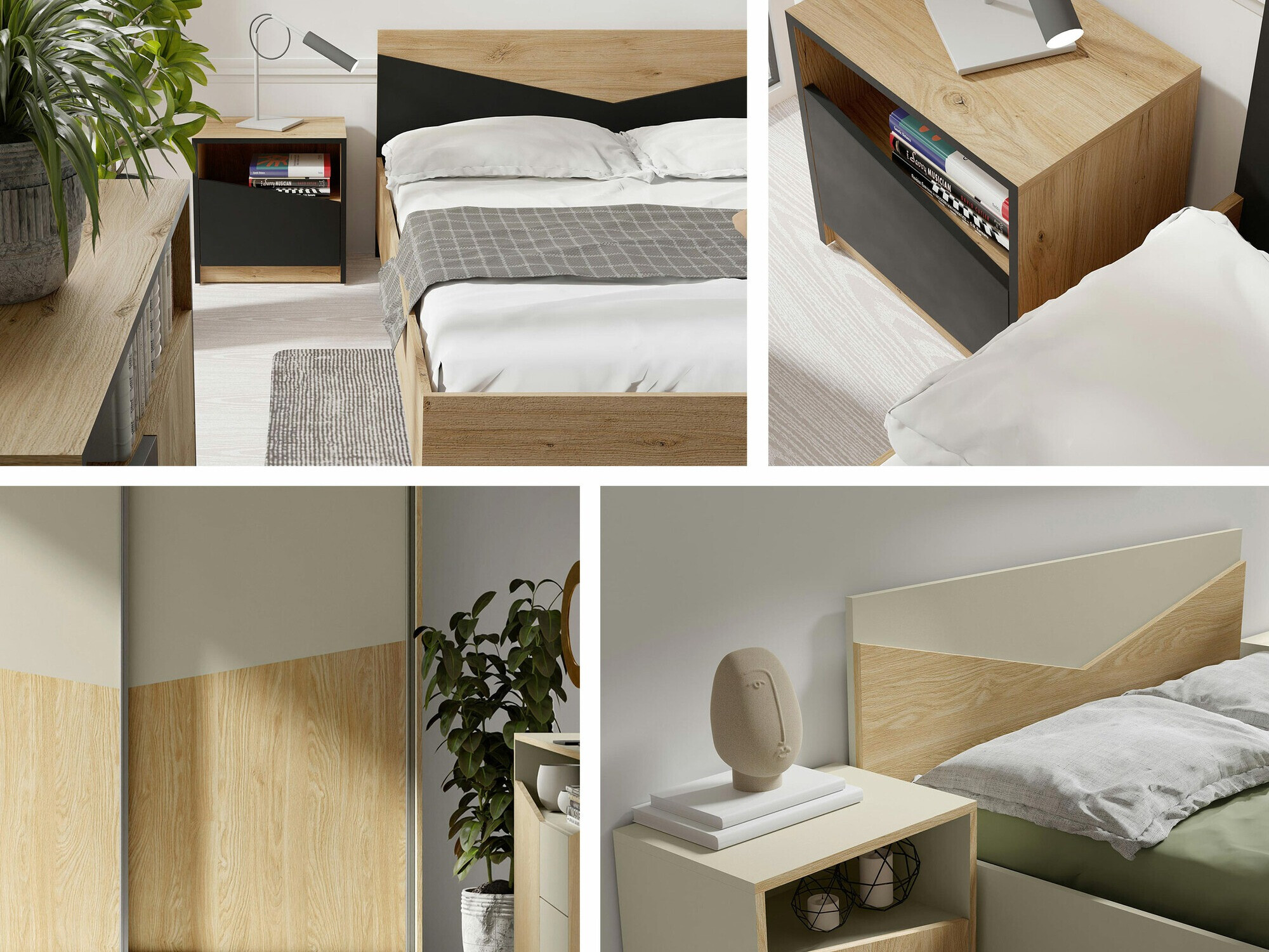 Set spavaća soba Tenreme 108 (Bež + Hrast)