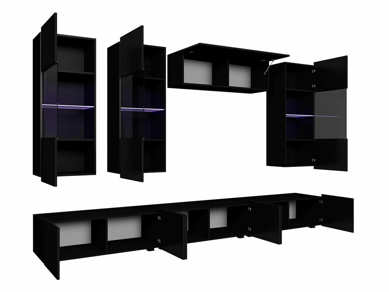 Set za dnevnu sobu Tivdalu 121 (Crno + Crna visoki sjaj)