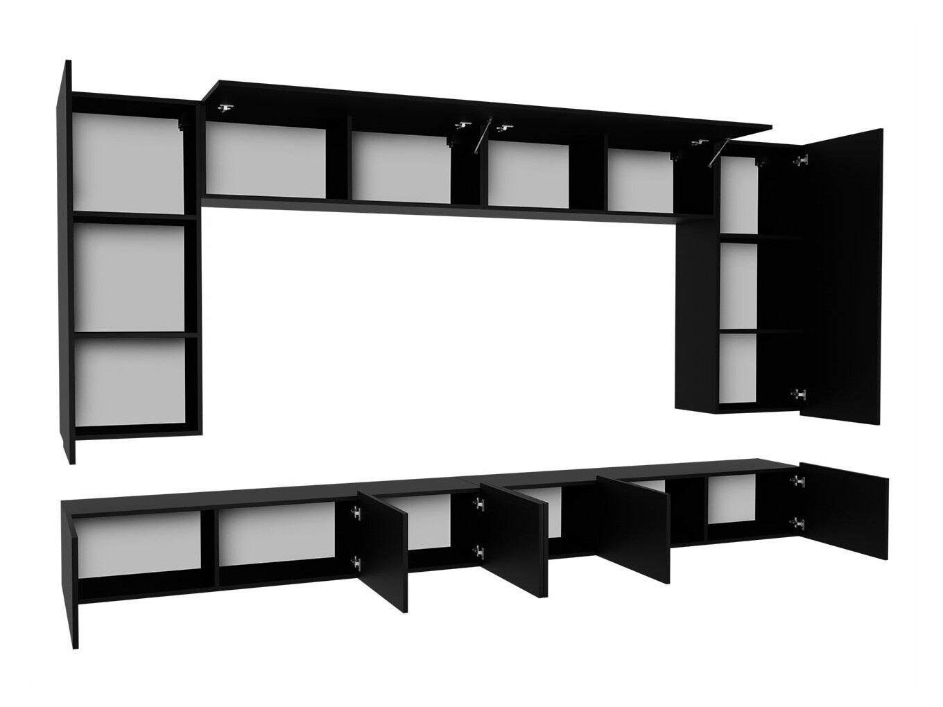 Set za dnevnu sobu Tivdalu 135 (Crno + Crna visoki sjaj)