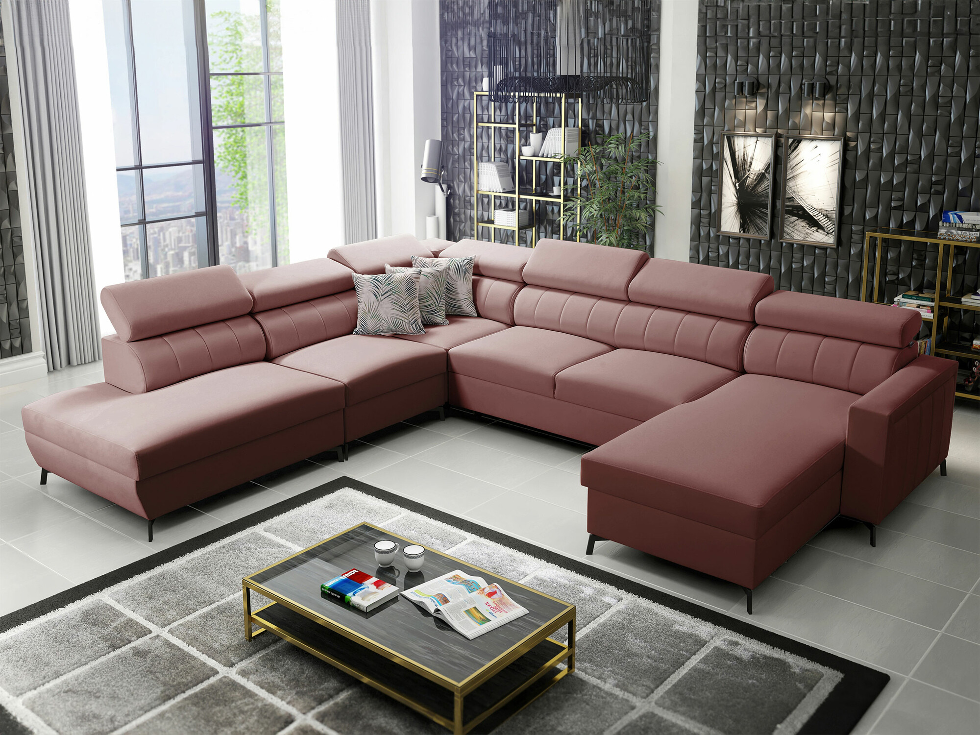 Ugaona sofa Sarasota 155 (Mono 235 + Botanical 36)