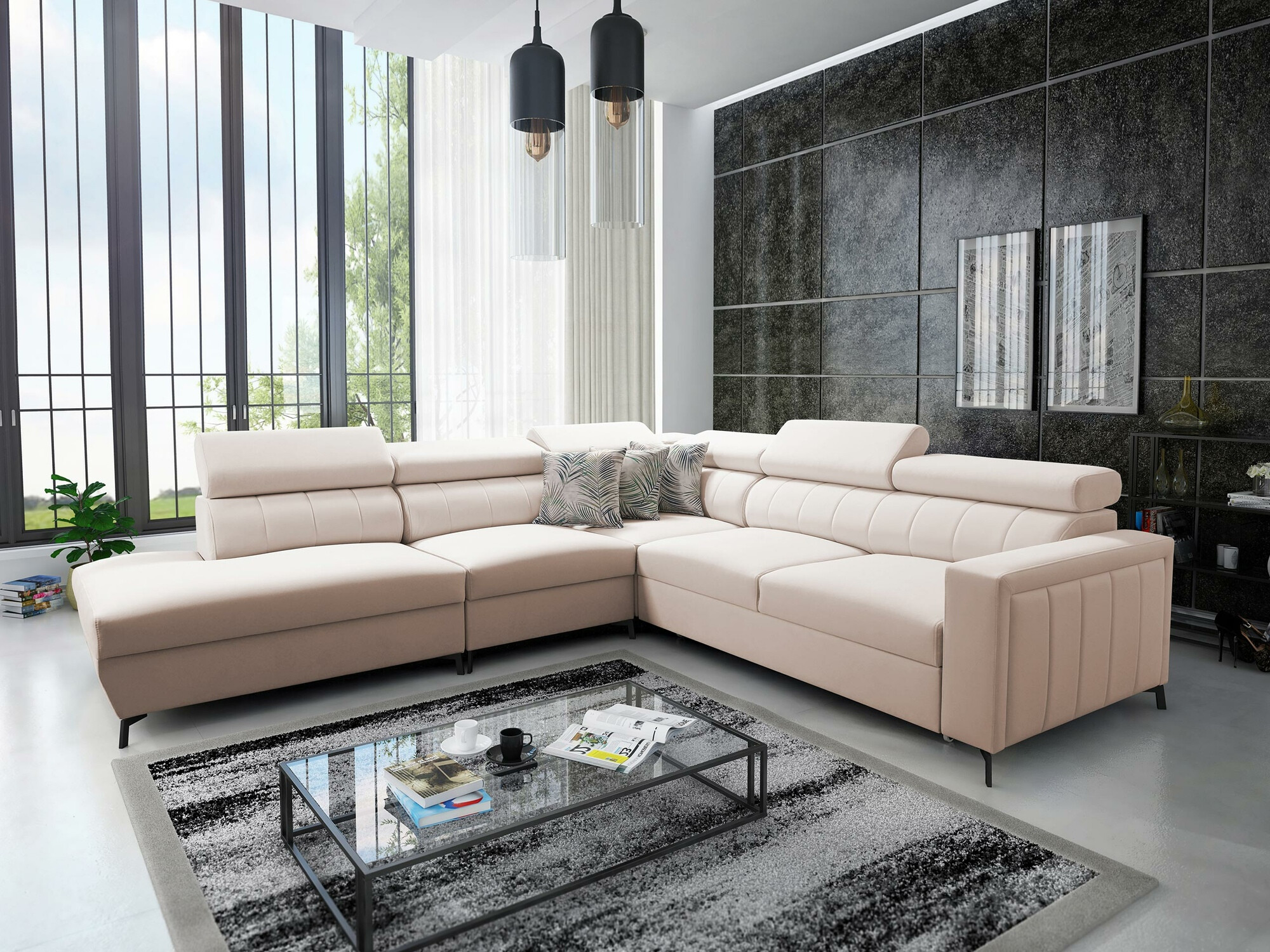 Ugaona sofa Sarasota 156 (Mono 231 + Botanical 36)