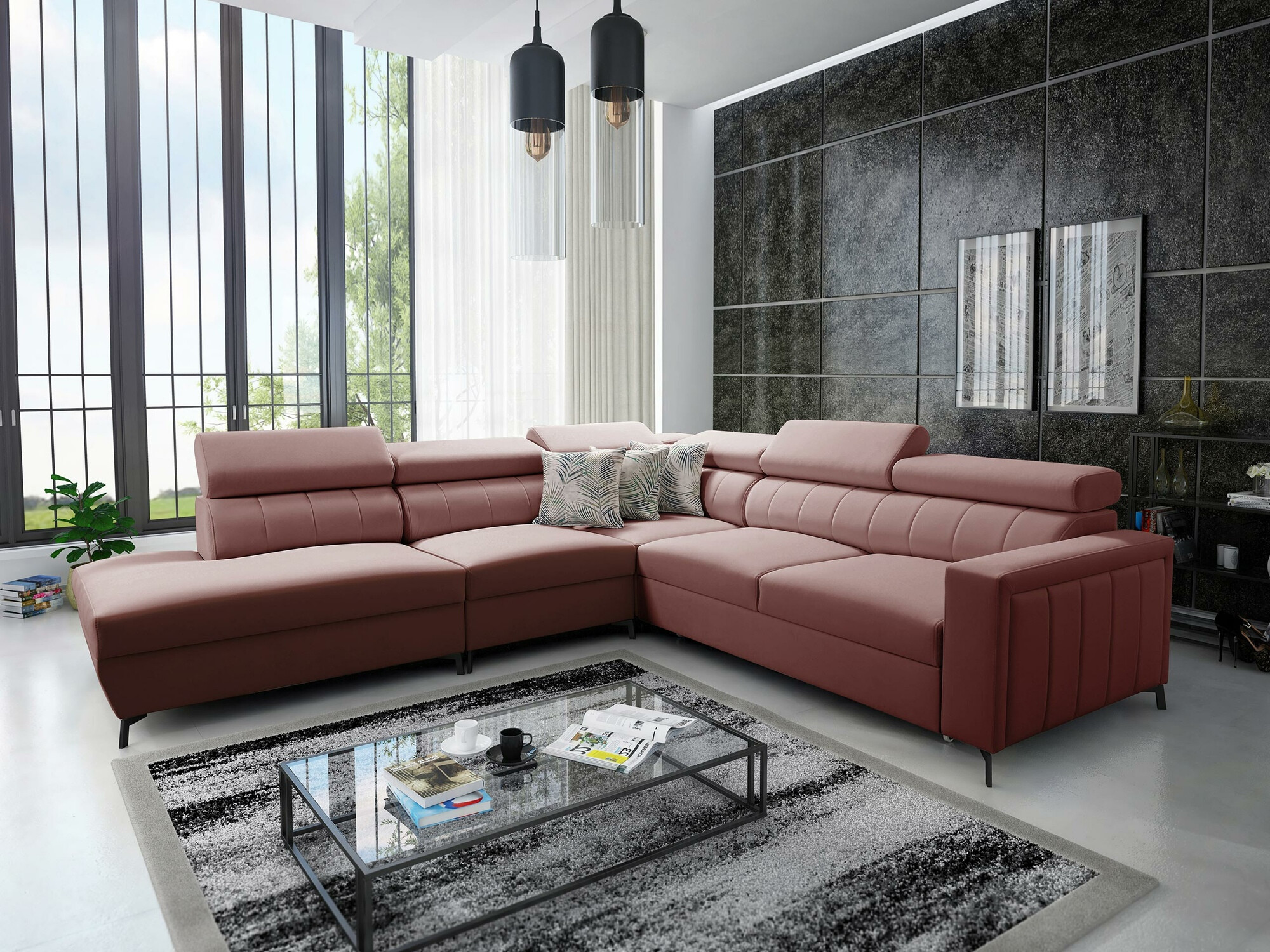 Ugaona sofa Sarasota 156 (Mono 235 + Botanical 36)