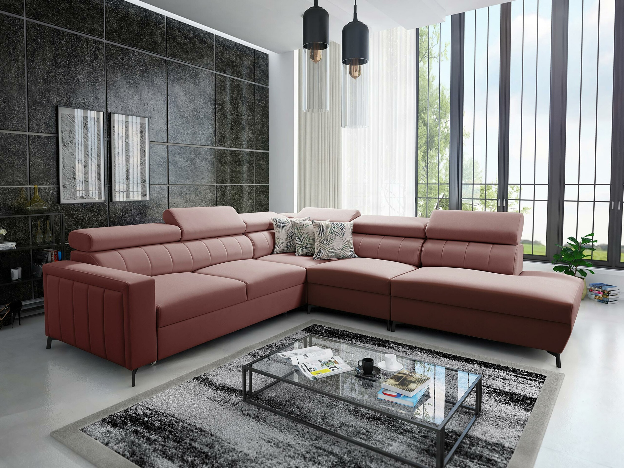 Ugaona sofa Sarasota 156 (Mono 235 + Botanical 36)