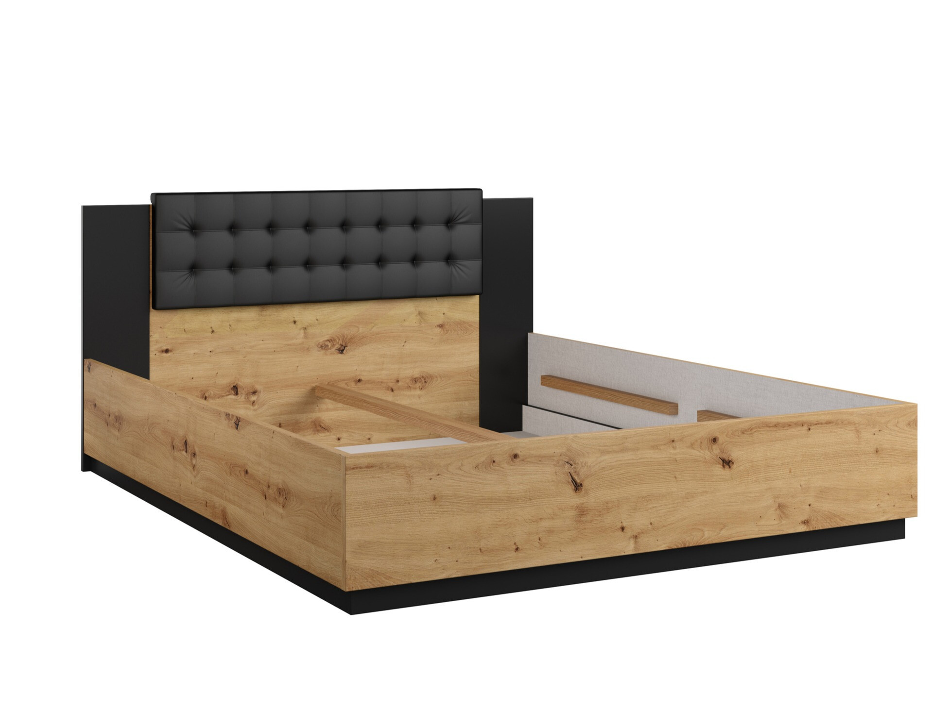 Krevet Felelie 103 (Zanatski hrast + Mat crna)