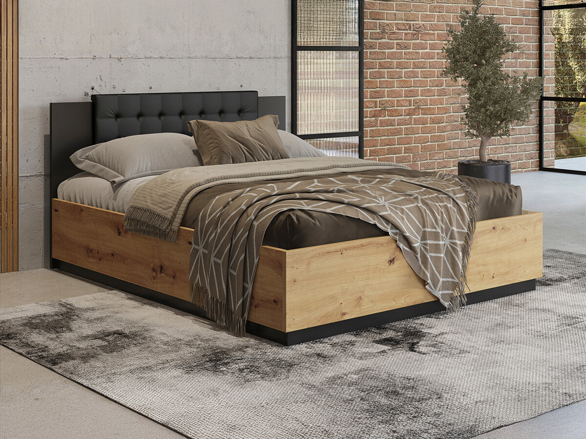 Krevet Felelie 103 (Zanatski hrast + Mat crna)