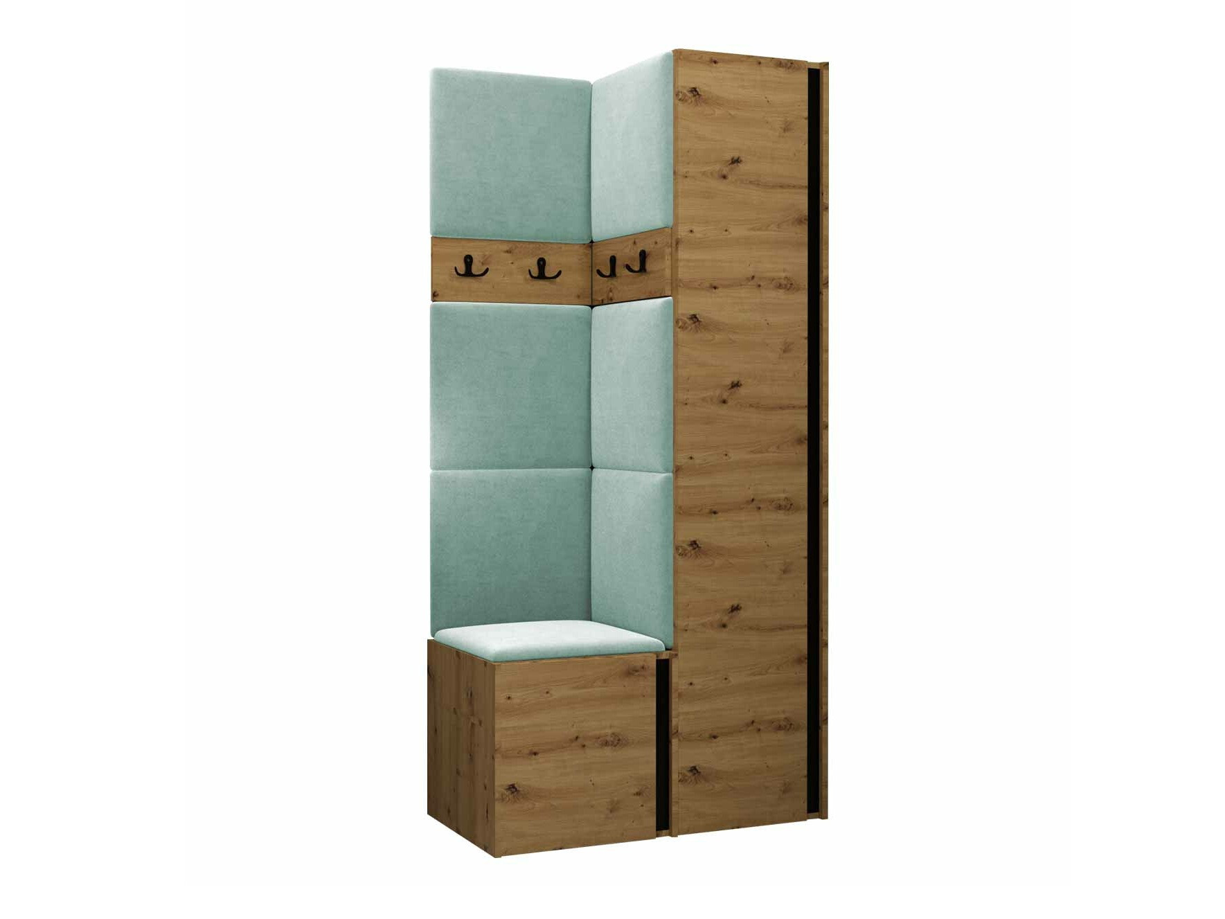 Set za hodnik Pinis XXIV (Artisan hrast + Crno)
