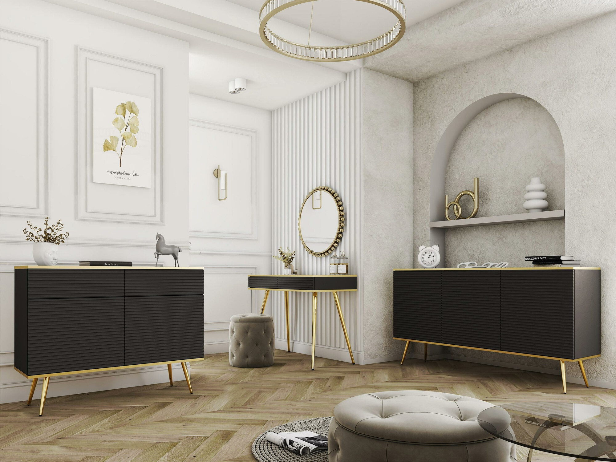 Konzolni stočić Felduno 106 (Crno + Zlatan)