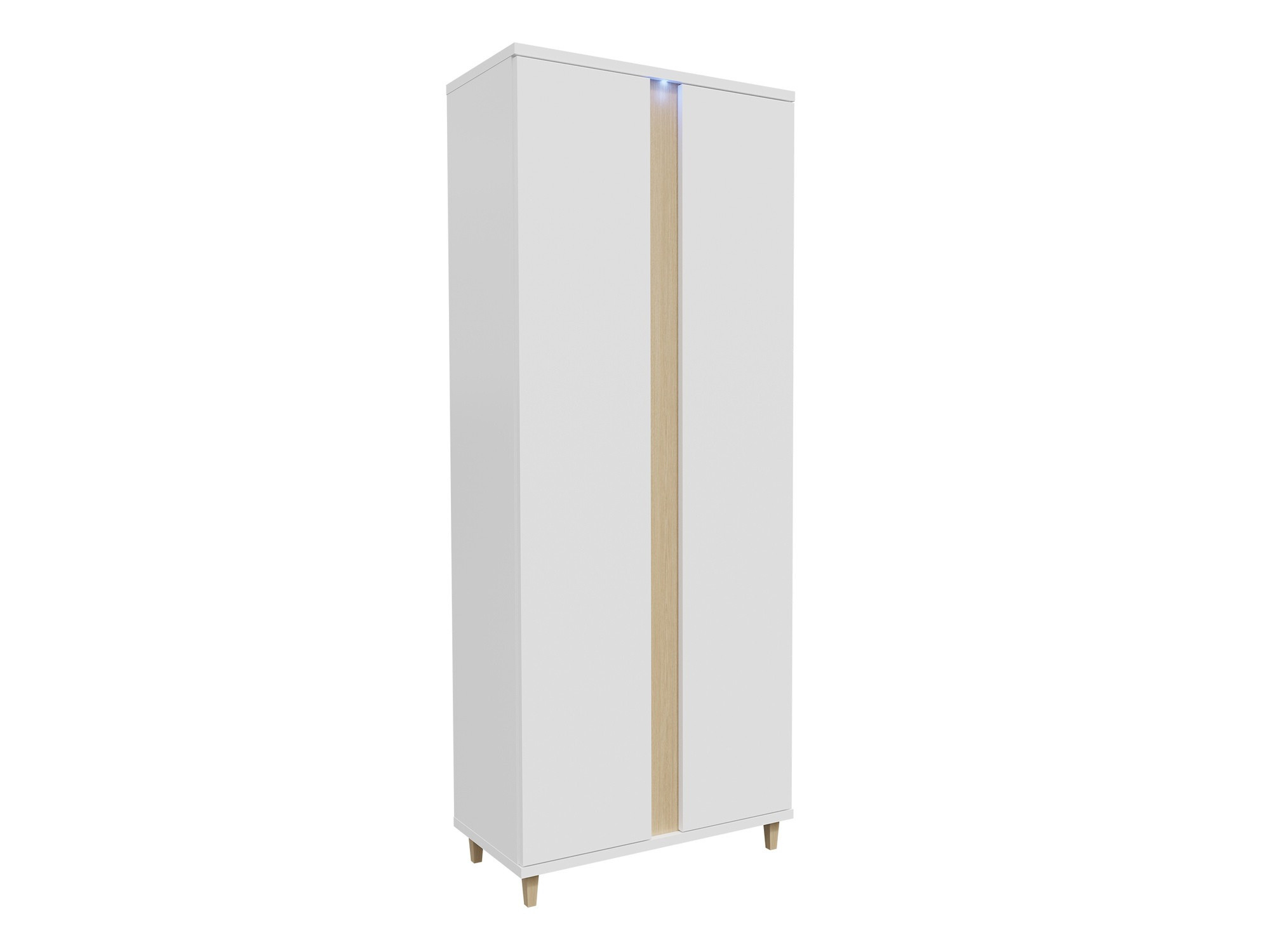 Ormar Florem (Belo + Sjajno belo + Svetlo drvo)