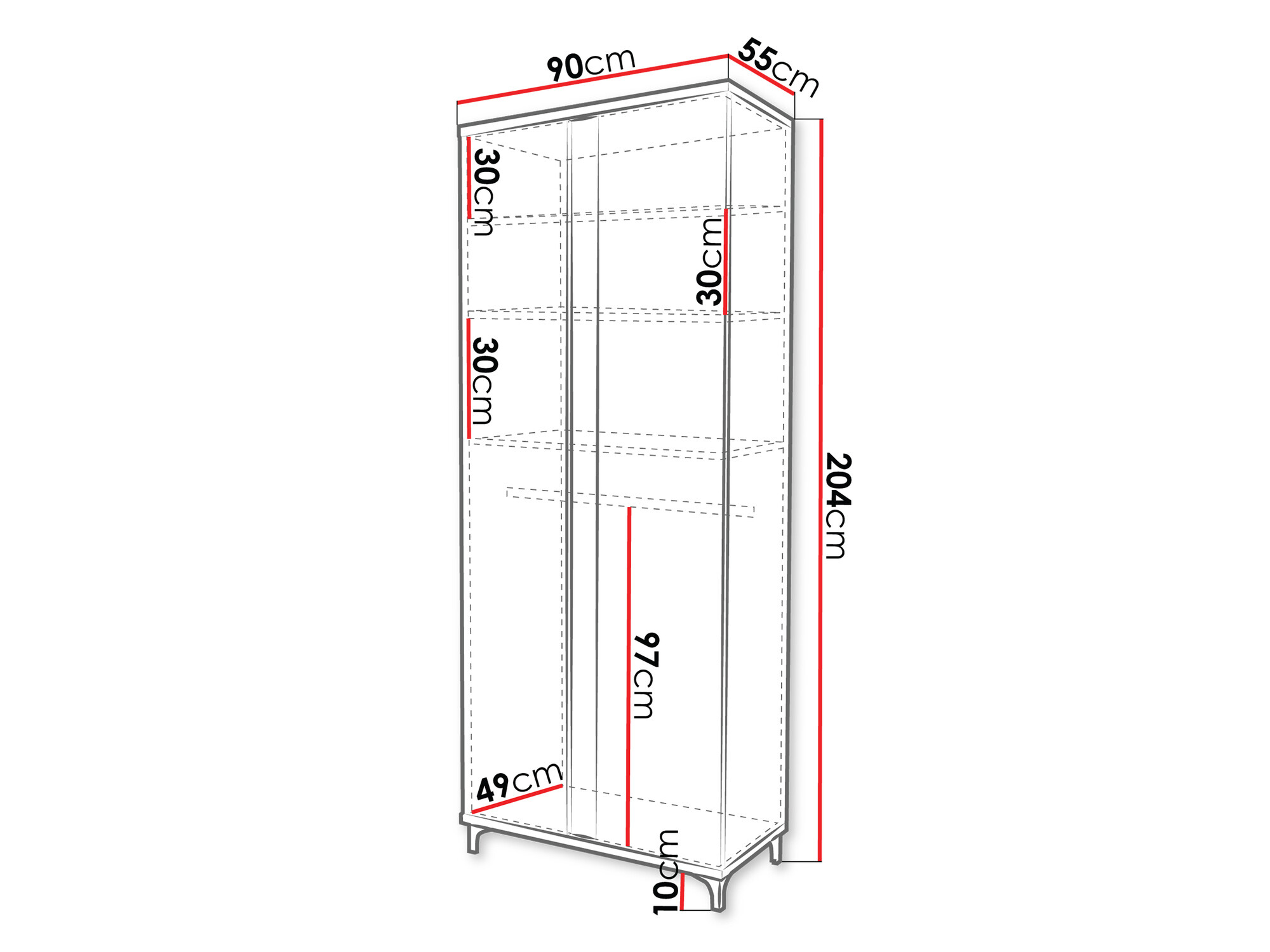 Ormar Livseri 114 (Belo + Sjajno belo + Crna visoki sjaj)