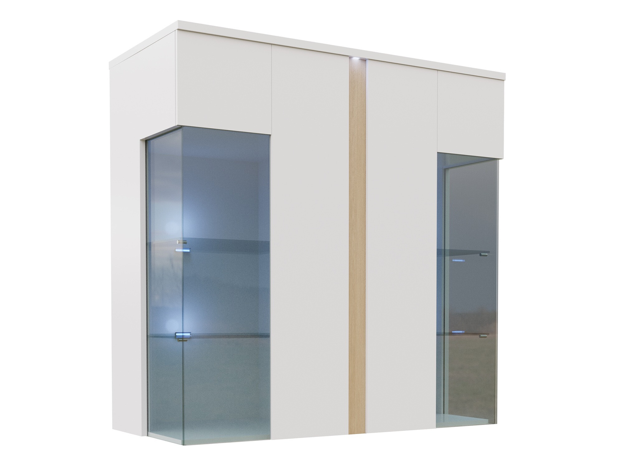 Ormarić Florem III (Belo + Sjajno belo + Svetlo drvo)