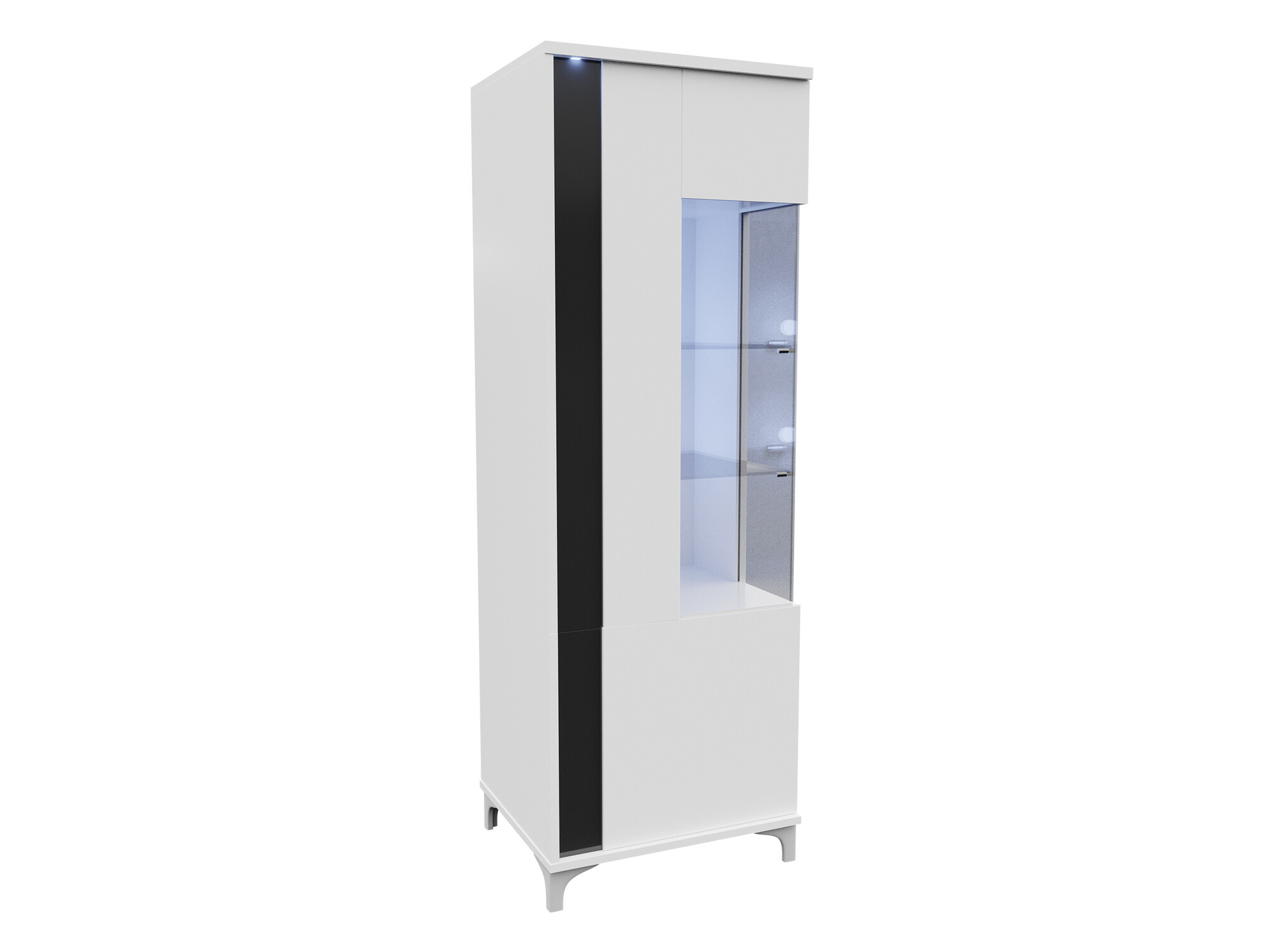 Polica Livseri 107 (Belo + Sjajno belo + Crna visoki sjaj)