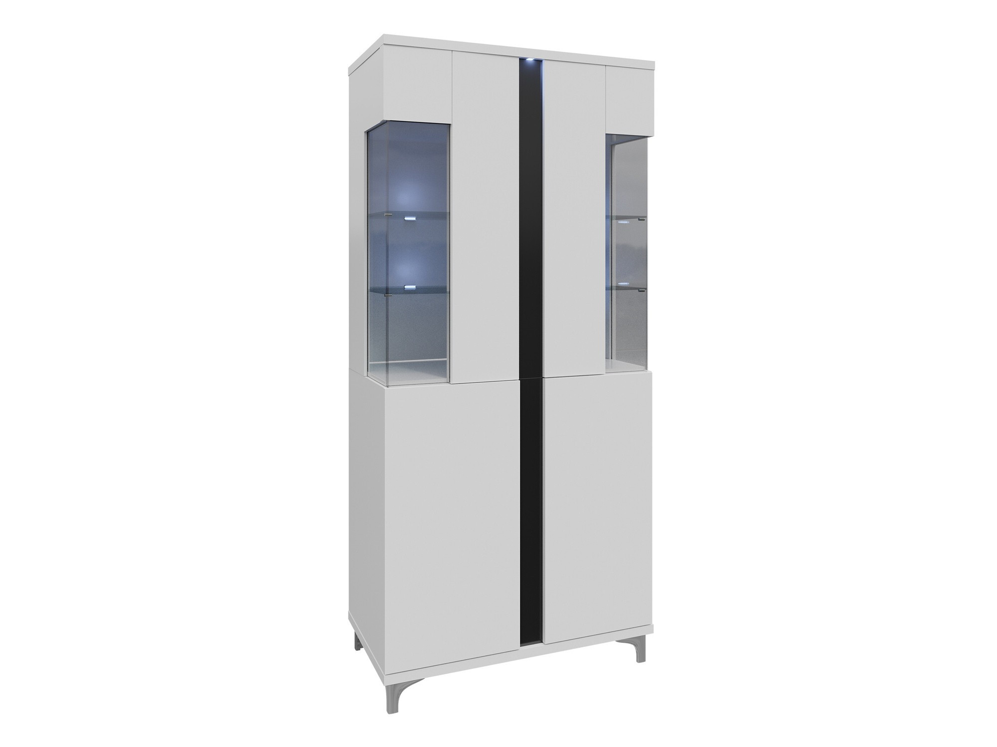 Polica Livseri 116 (Belo + Sjajno belo + Sjajno crna)