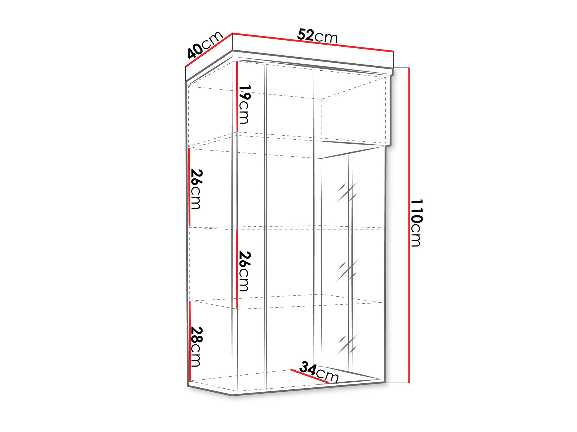 Zidni ormarić Livseri 105 (Belo + Sjajno belo + Svetlo drvo)