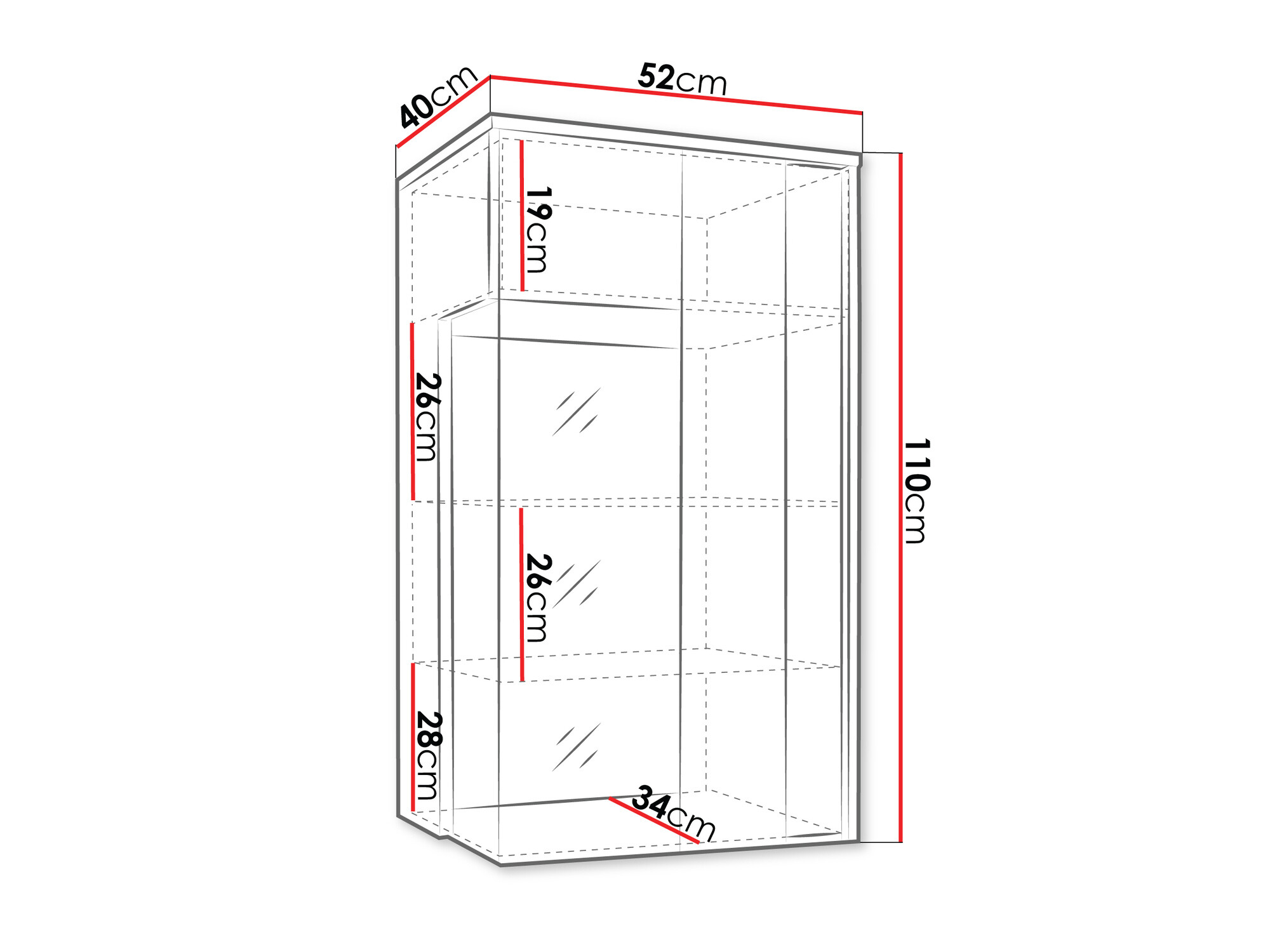 Zidni ormarić Livseri 106 (Belo + Sjajno belo + Svetlo drvo)
