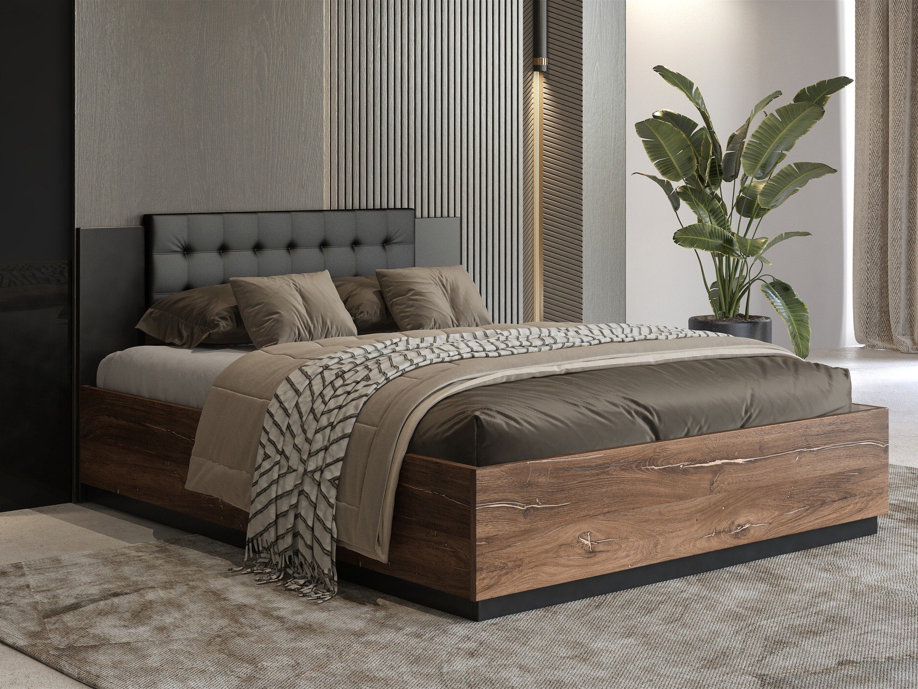 Krevet Felelie 112 (Tamus Flagstaf hrast + Bakar)