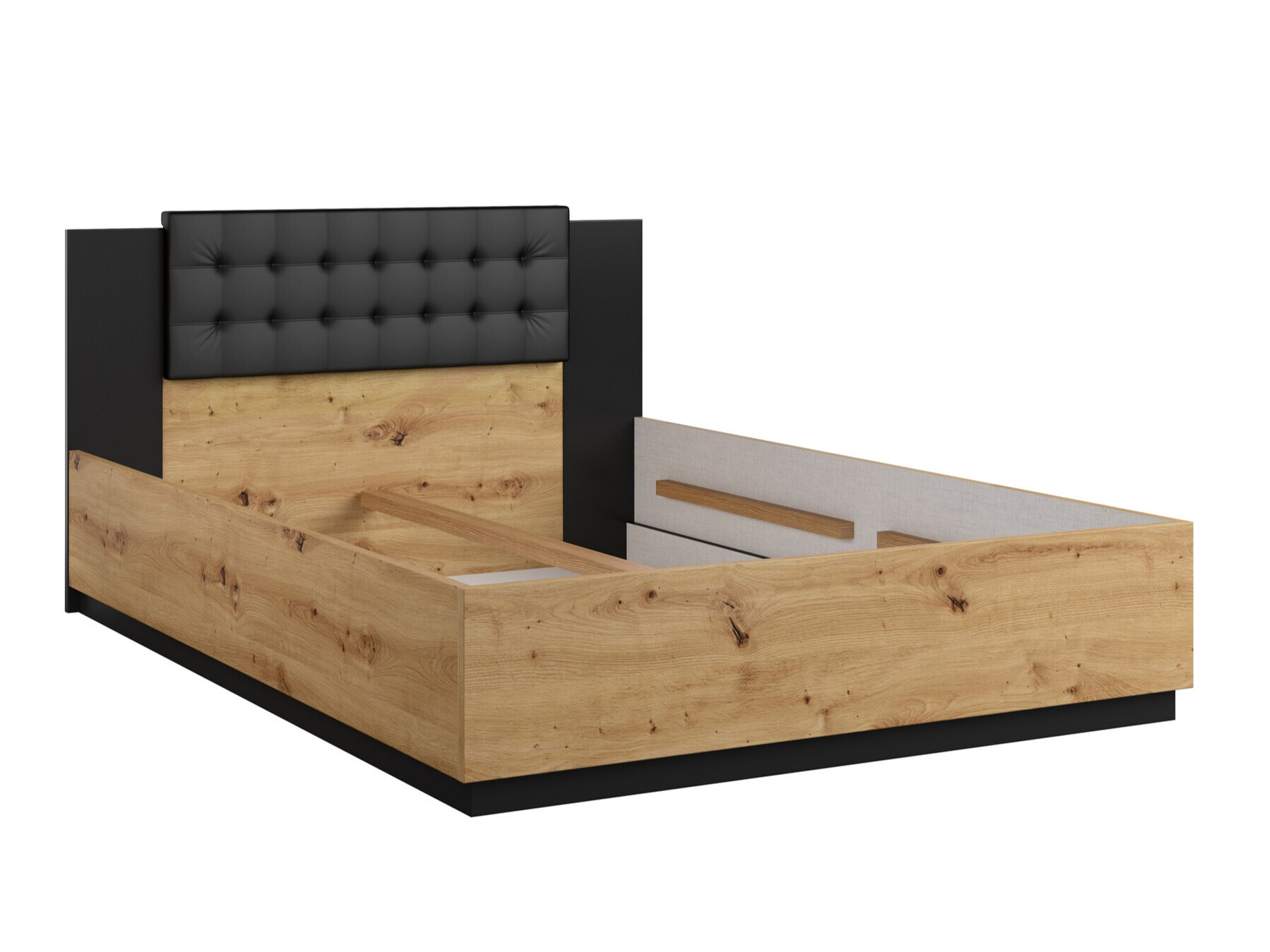Krevet Felelie 112 (Zanatski hrast + Mat crna)