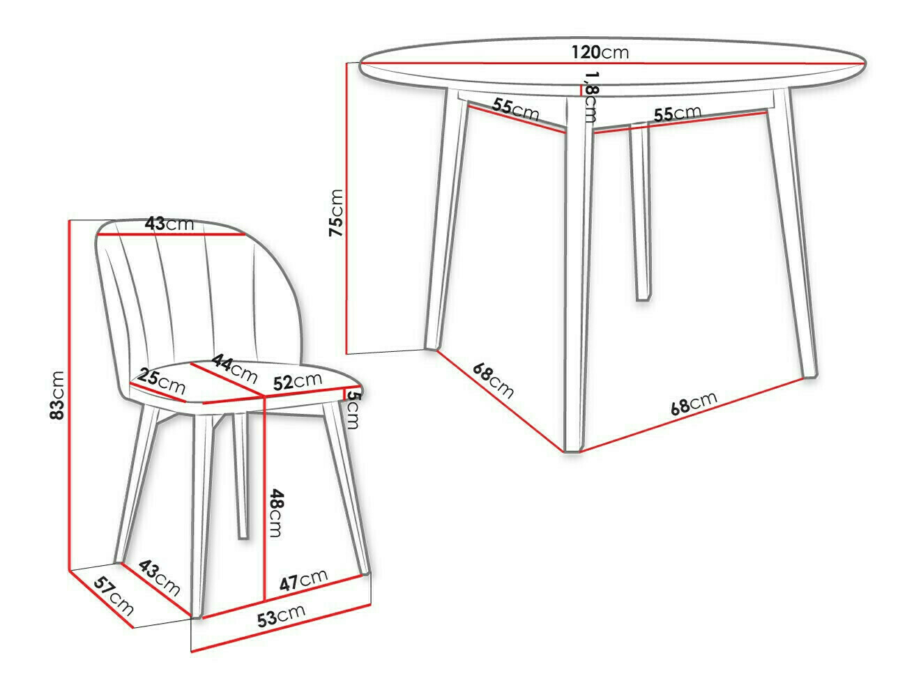 Trpezarijski set Racine 136 (Braon)