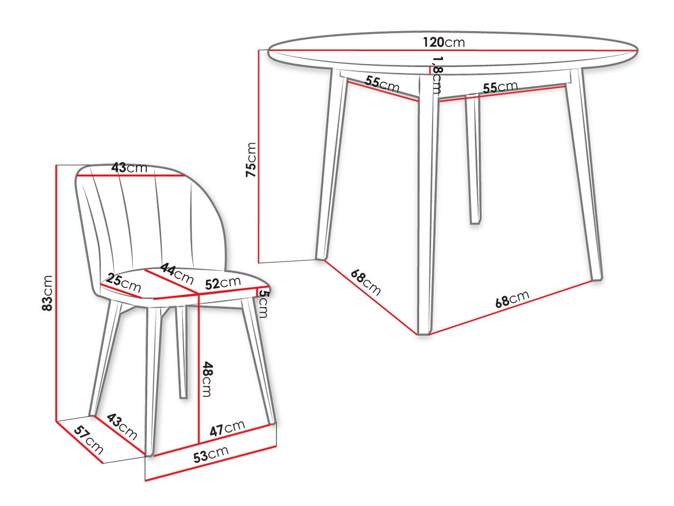 Trpezarijski set Racine 136 (Braon)
