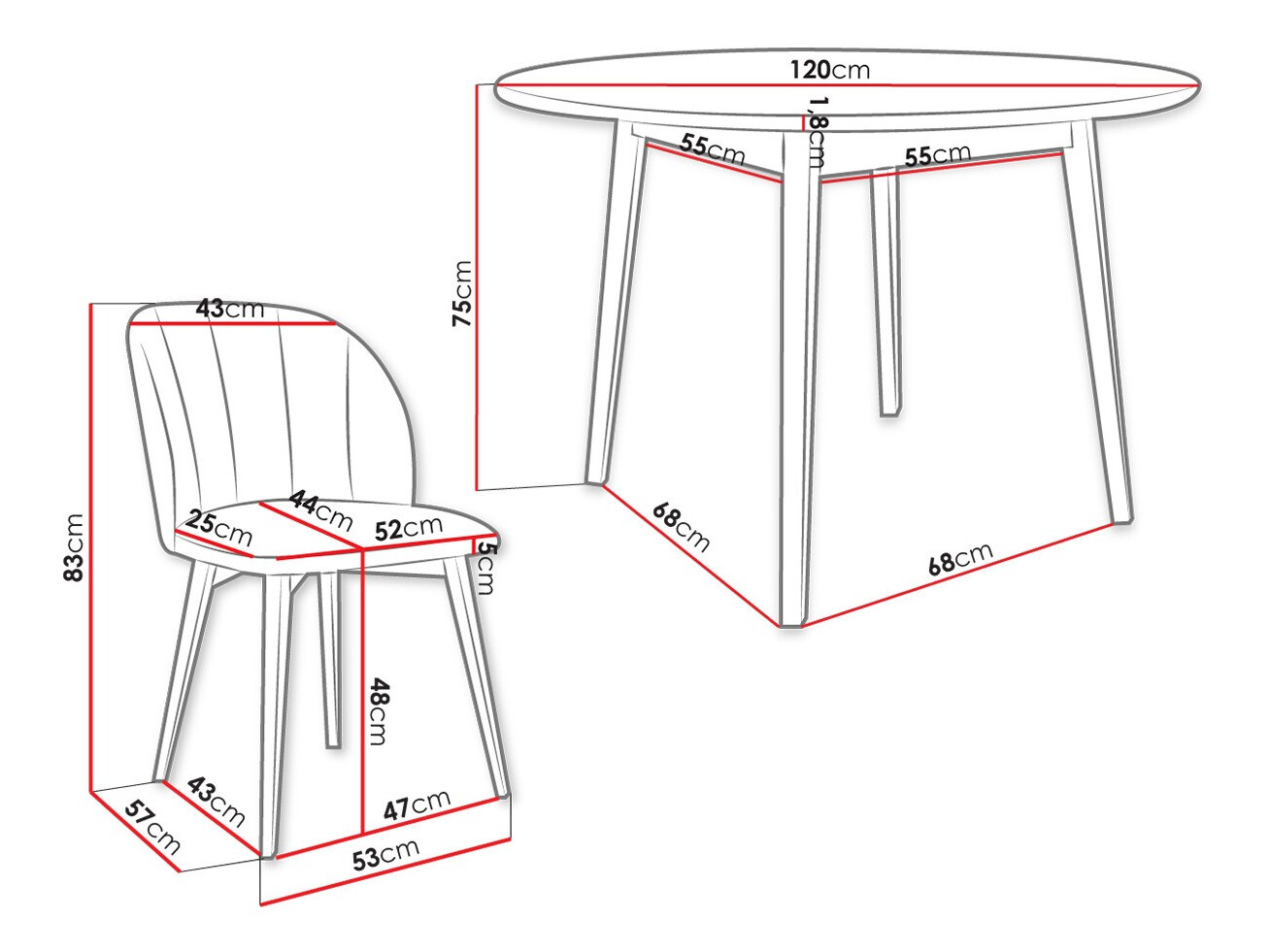 Trpezarijski set Racine 136 (Braon)
