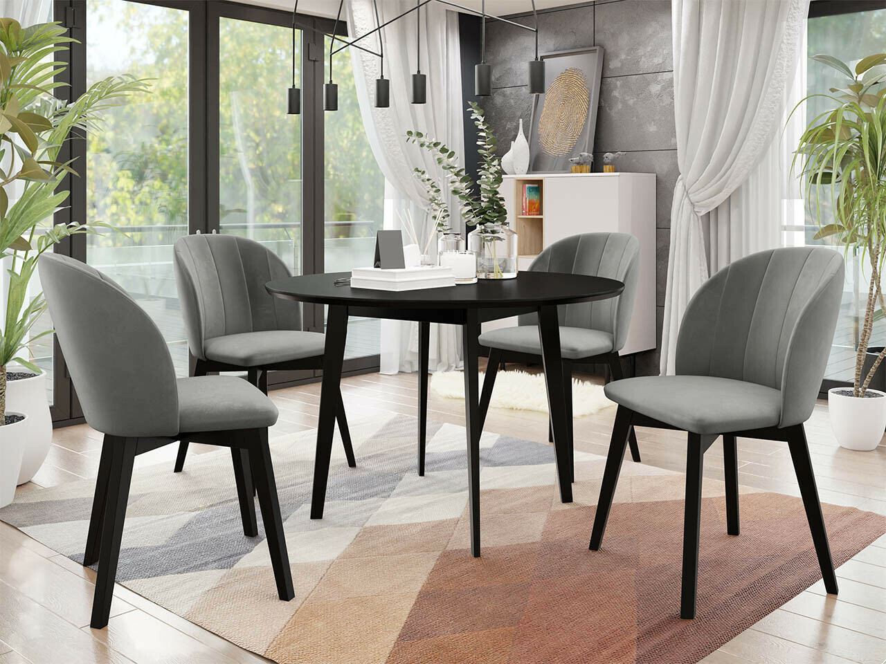 Trpezarijski set Racine 136 (Crno)