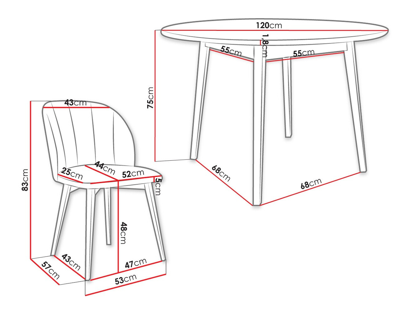 Trpezarijski set Racine 136 (Crno)