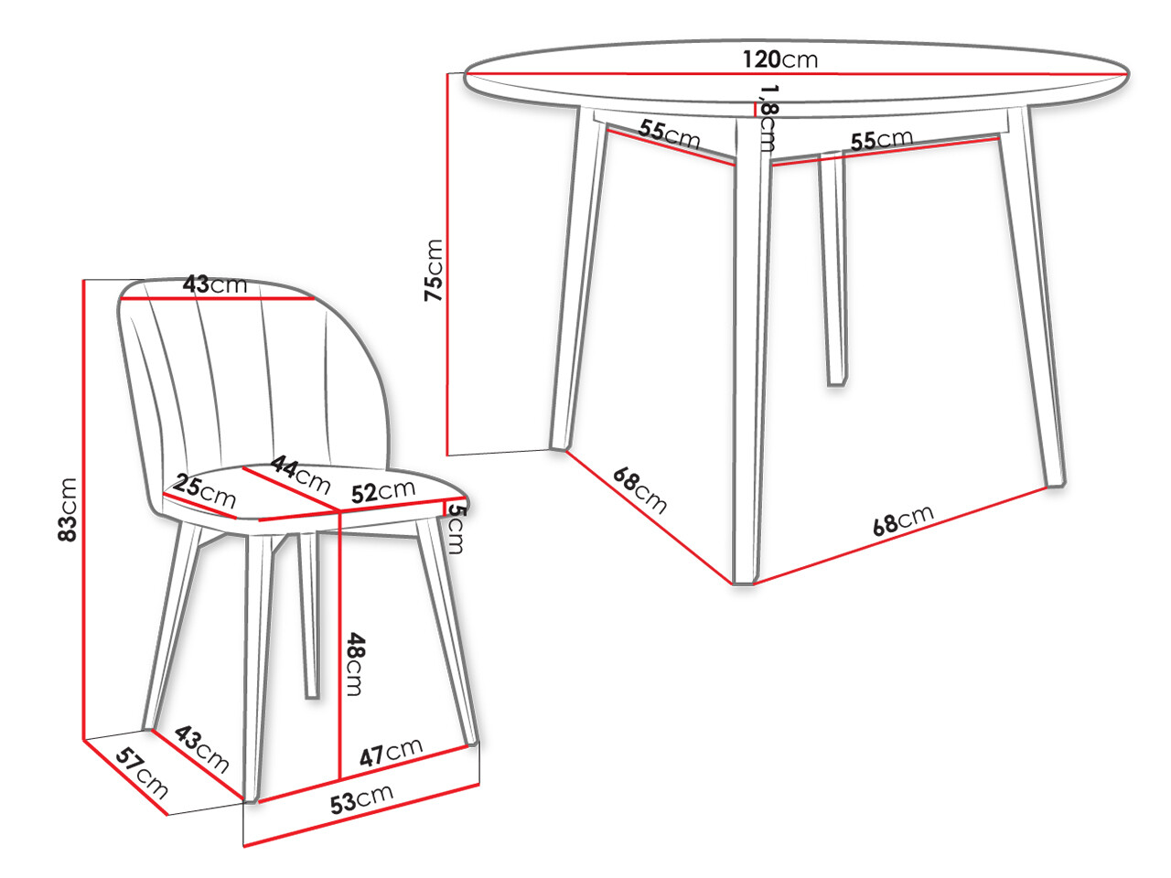 Trpezarijski set Racine 136 (Crno)