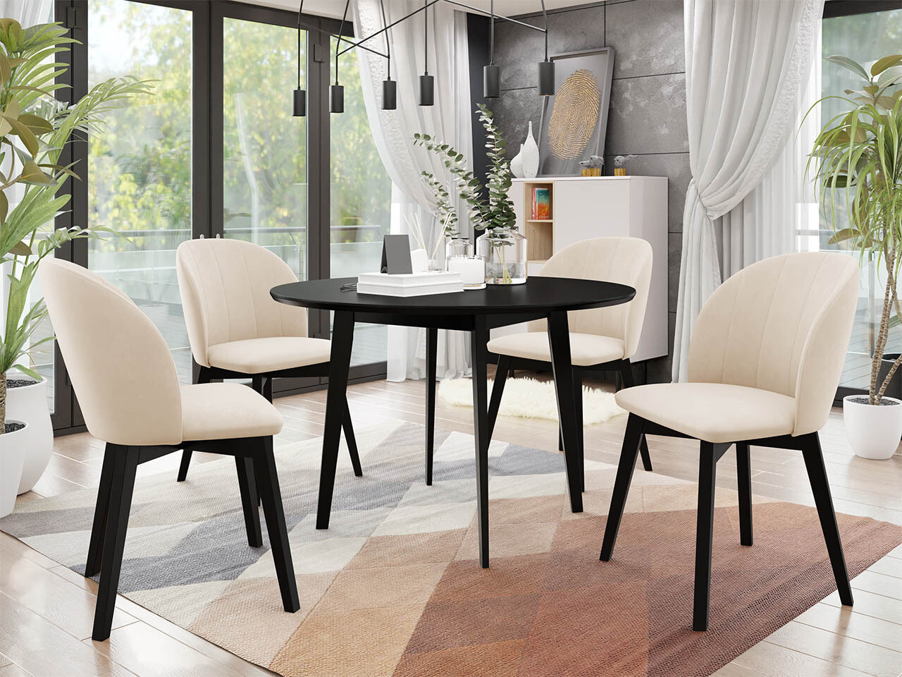 Trpezarijski set Racine 136 (Crno)