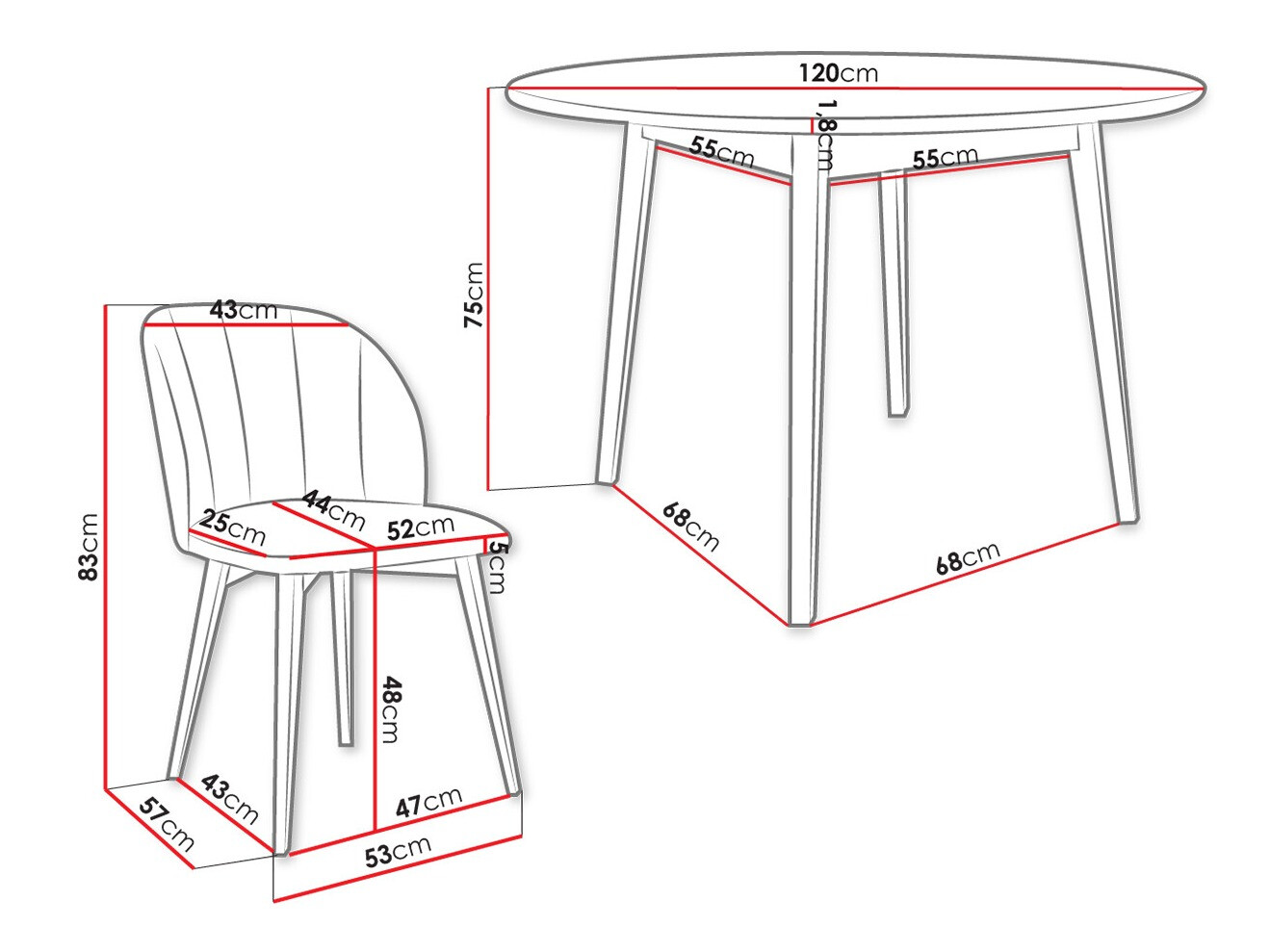 Trpezarijski set Racine 136 (Crno)