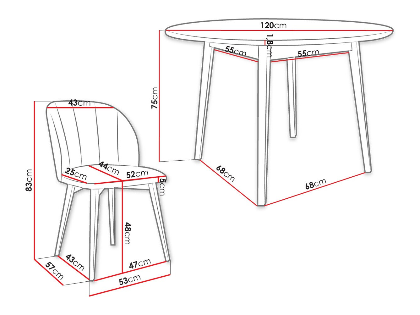 Trpezarijski set Racine 136 (Braon)