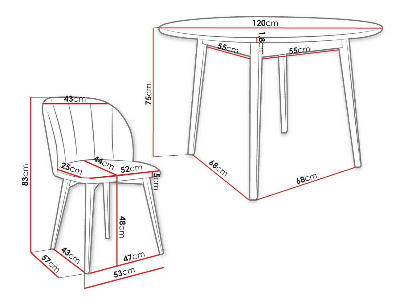 Trpezarijski set Racine 136 (Braon)