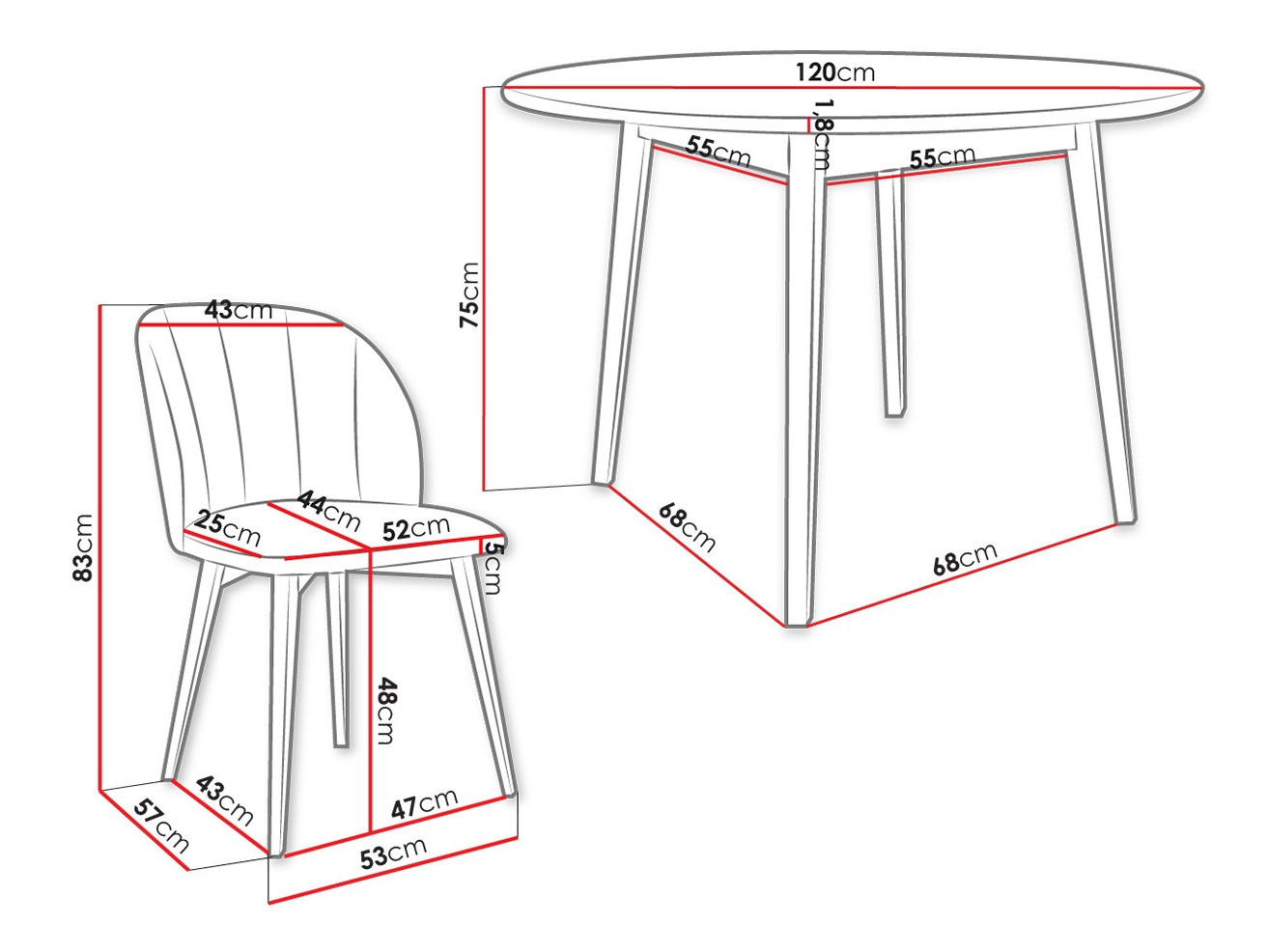 Trpezarijski set Racine 136 (Braon)