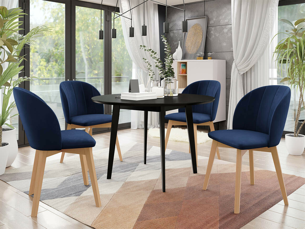 Trpezarijski set Racine 136 (Crno)