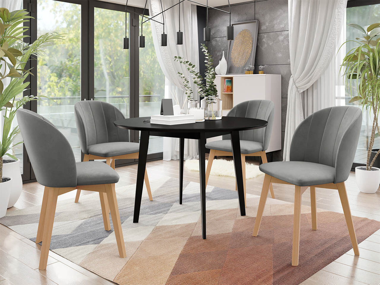 Trpezarijski set Racine 136 (Crno)