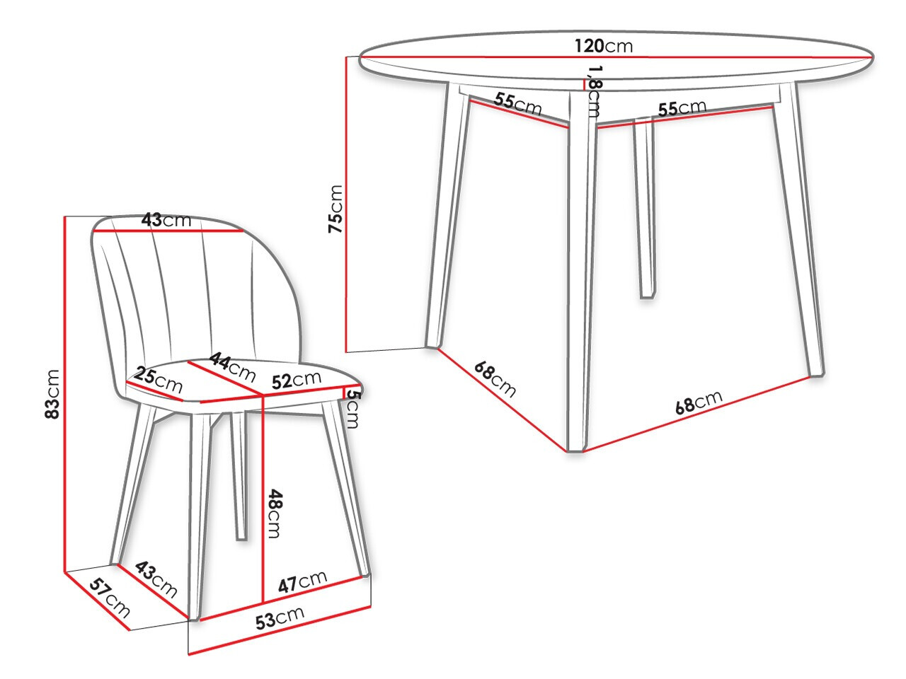 Trpezarijski set Racine 136 (Crno)