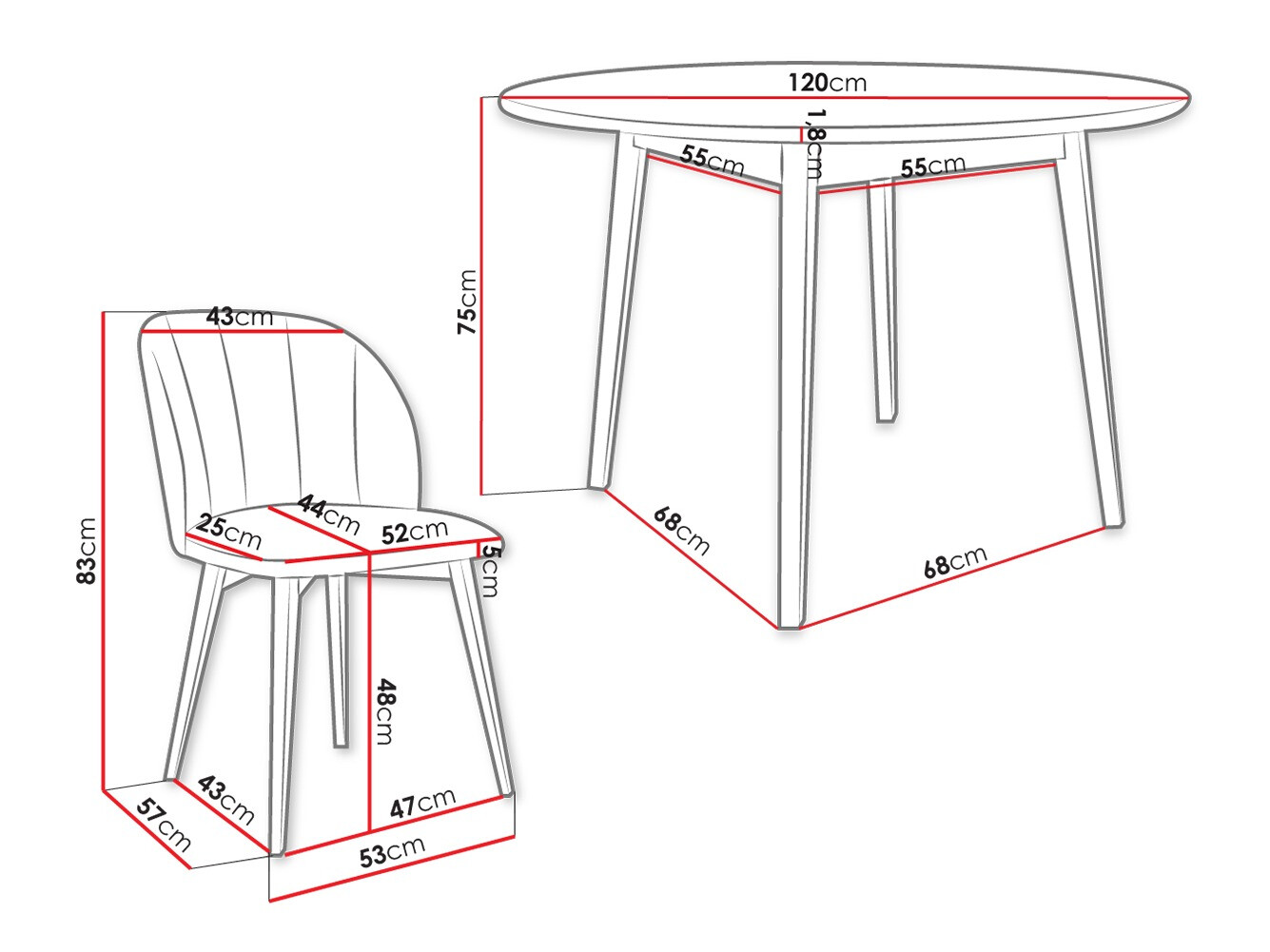 Trpezarijski set Racine 136 (Crno)