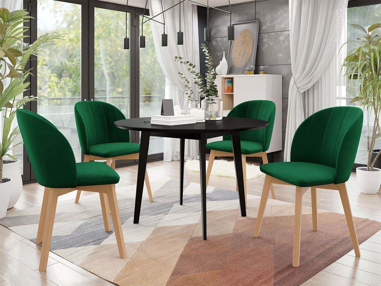 Trpezarijski set Racine 136 (Crno)