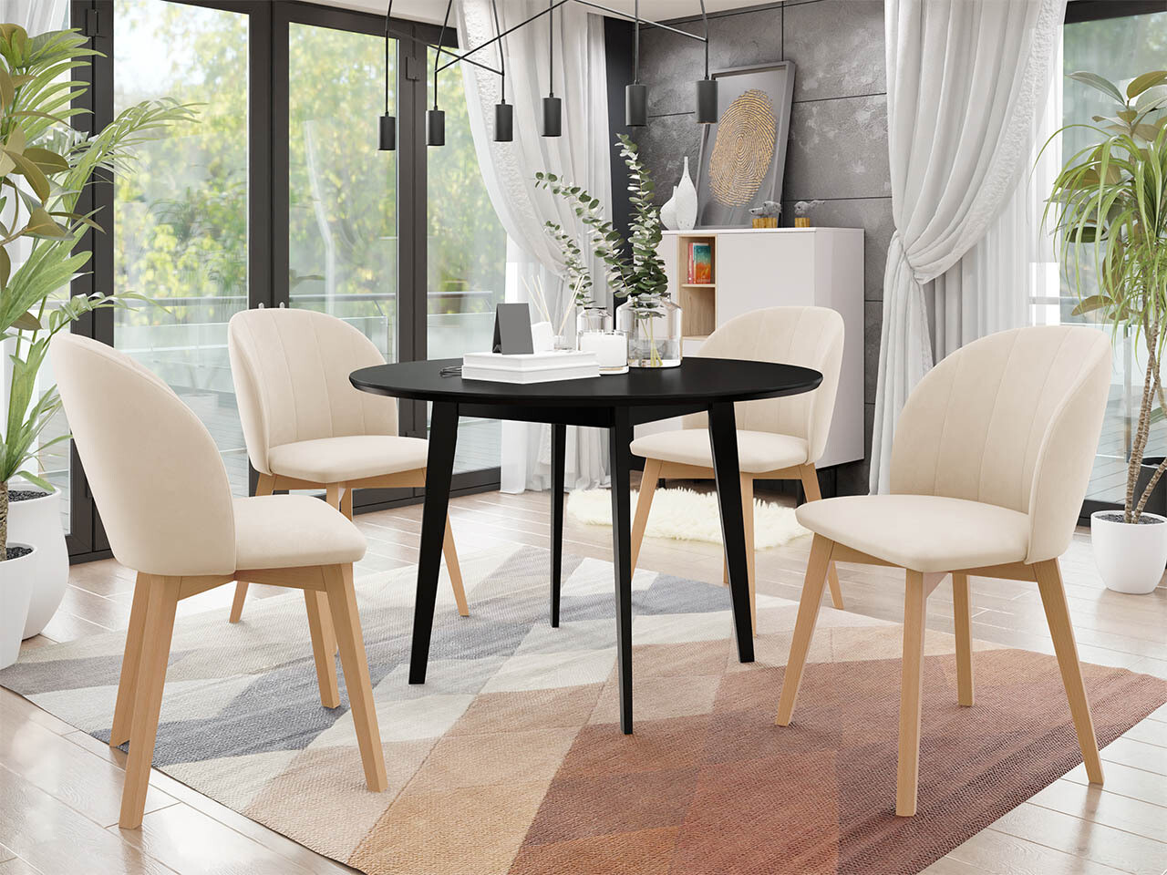 Trpezarijski set Racine 136 (Crno)