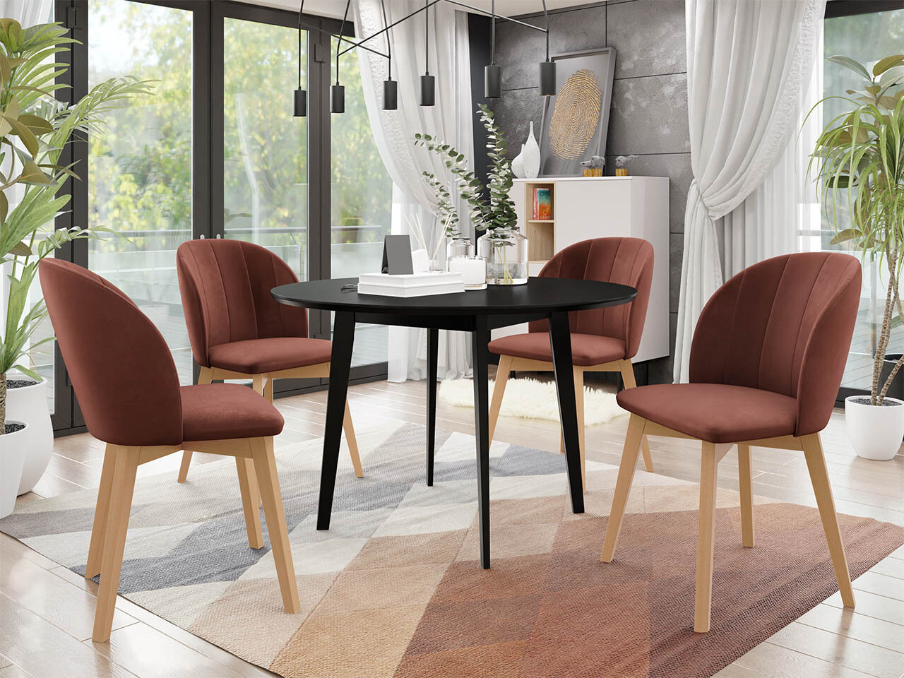 Trpezarijski set Racine 136 (Crno)