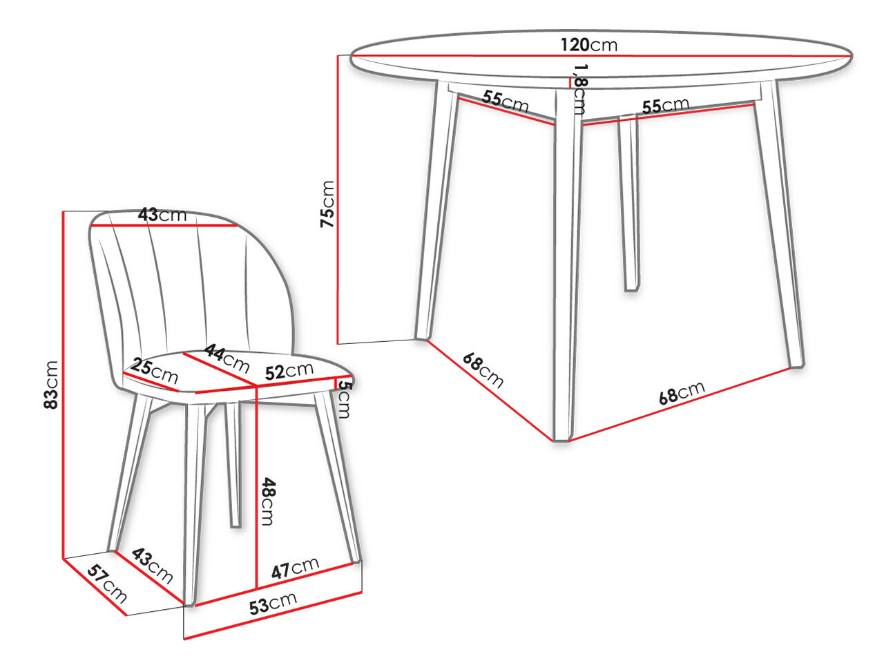 Trpezarijski set Racine 136 (Crno)