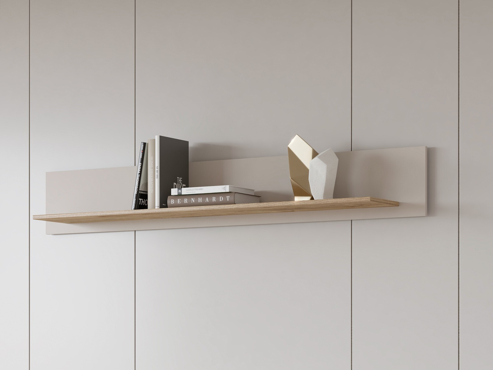 Zidna polica Sovera 100 (Zlatni hrast + Svetloosiva)