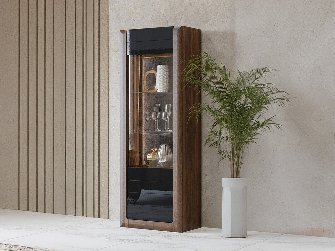 Polica Sovera 101 (Orah + Sjajno crna)