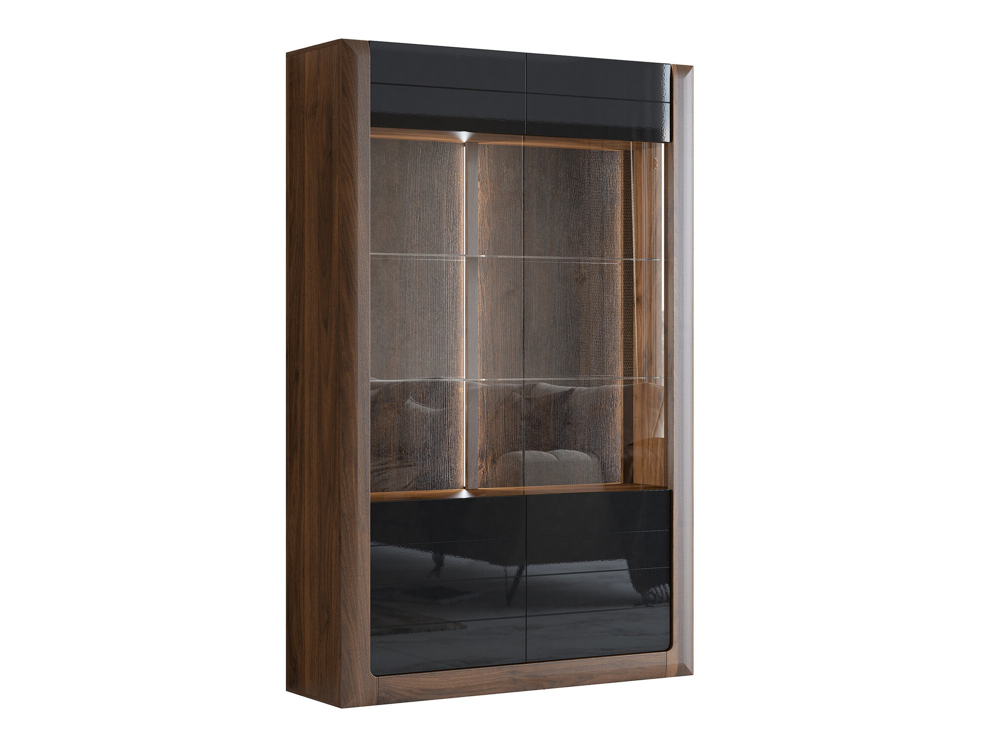 Polica Sovera 102 (Orah + Crna visoki sjaj)