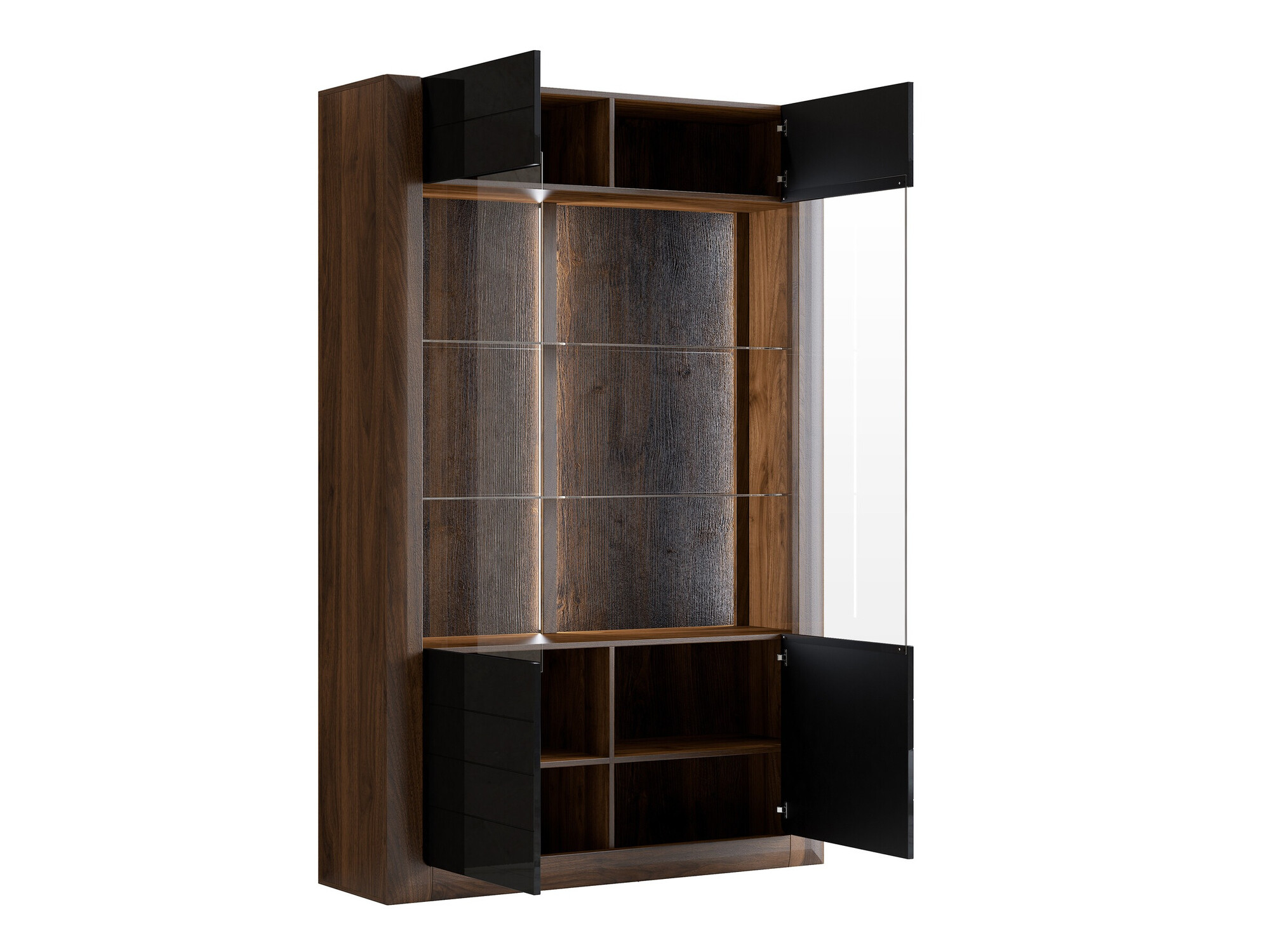 Polica Sovera 102 (Orah + Sjajno crna)