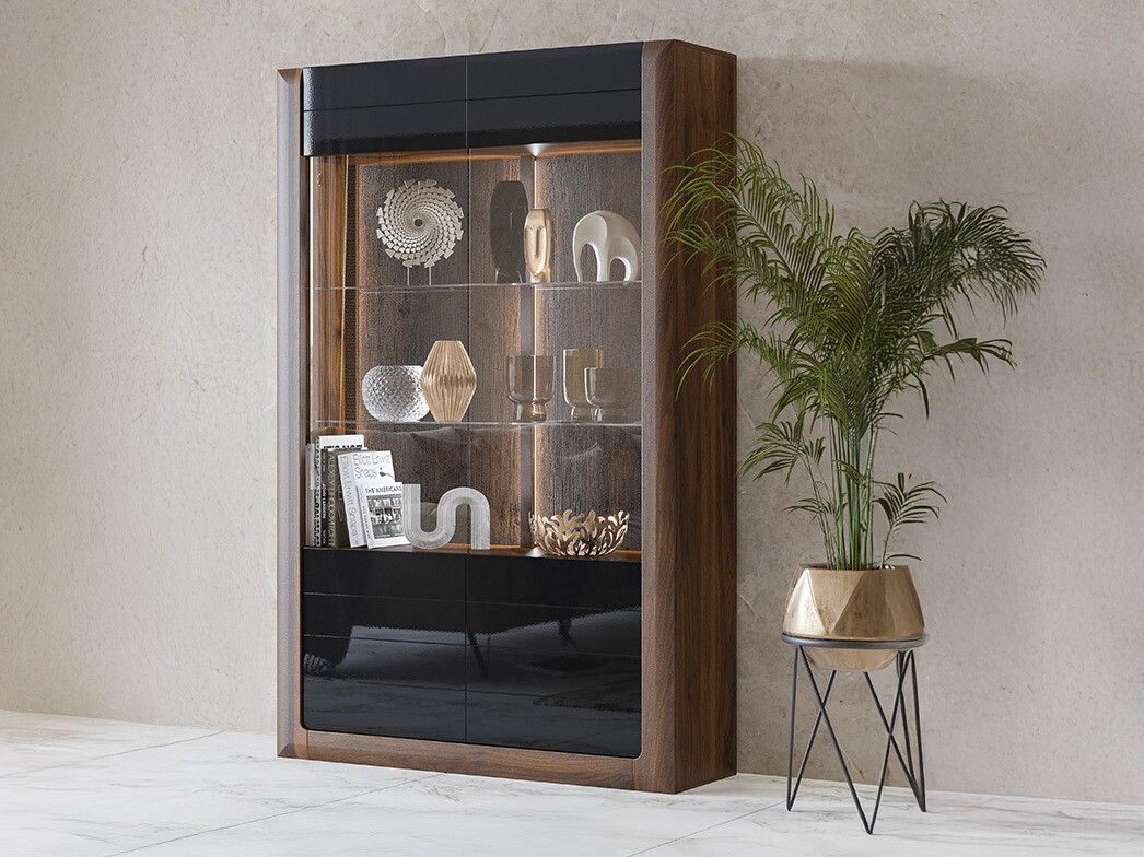 Polica Sovera 102 (Orah + Sjajno crna)