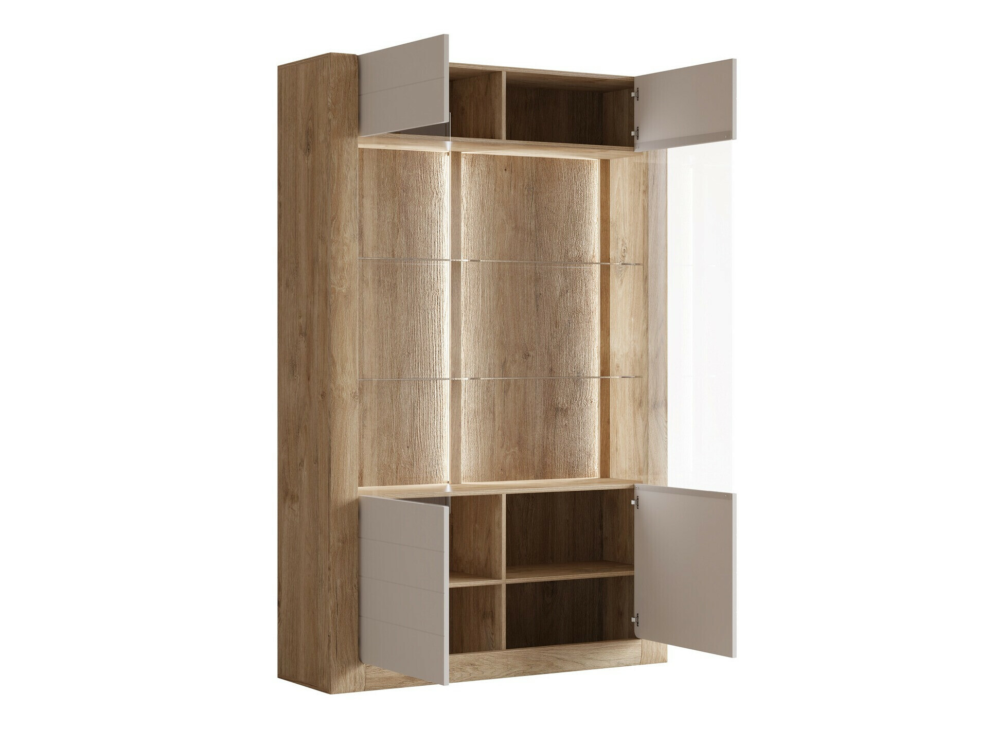 Polica Sovera 102 (Zlatni hrast + Svetloosiva)