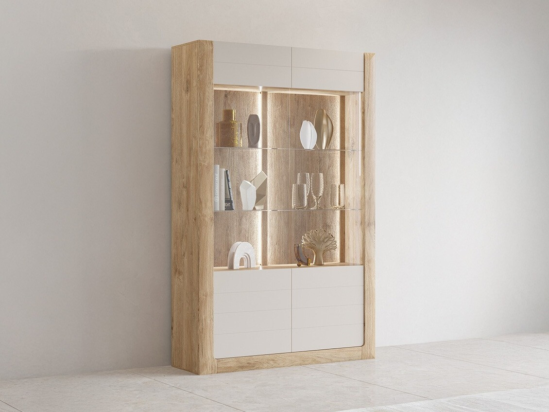 Polica Sovera 102 (Zlatni hrast + Svetloosiva)