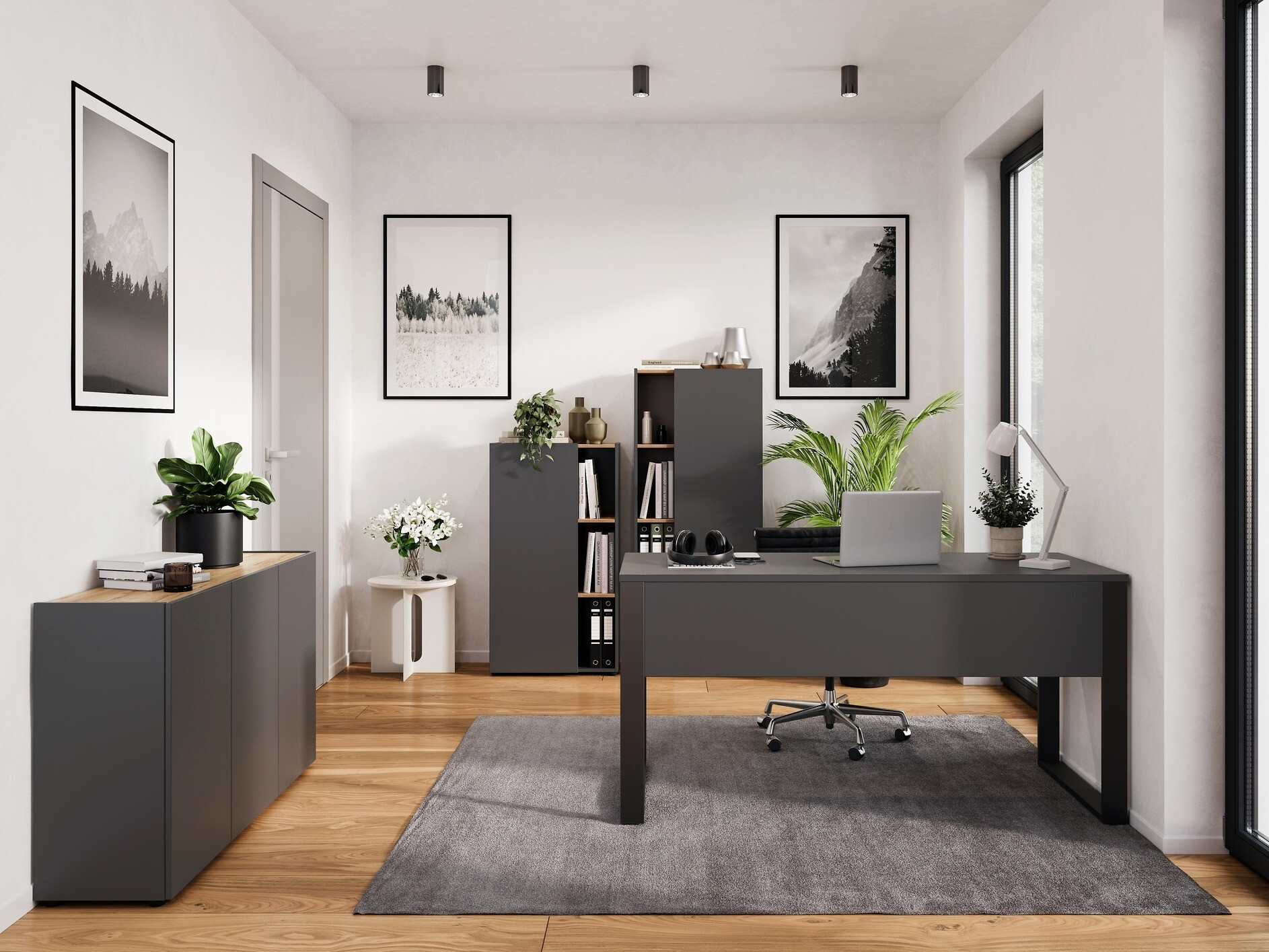 Kancelarijski sto Evarsoa 100 (Graphite + Crno)