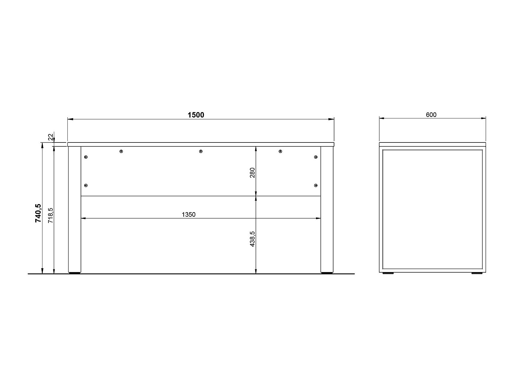 Kancelarijski sto Evarsoa 100 (Graphite + Crno)