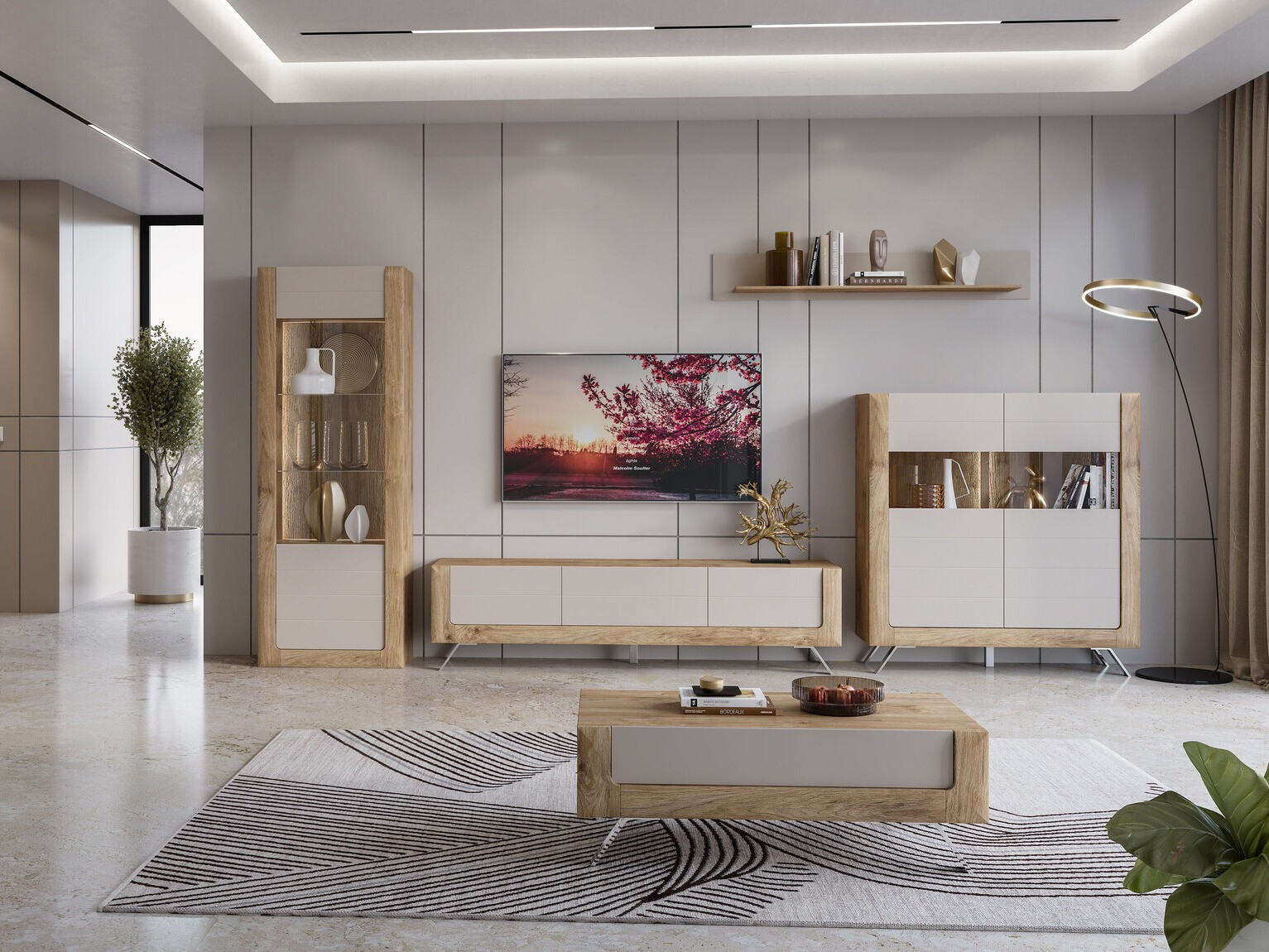 Ormarić Sovera 107 (Zlatni hrast + Svetloosiva)