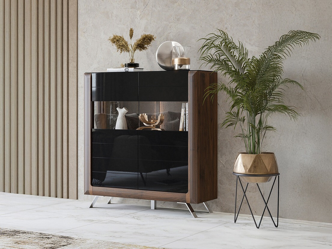 Polica Sovera 106 (Orah + Crna visoki sjaj)